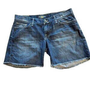 Lucky Brand Mens Blue Denim Cutoff Shorts Size 30 Frayed Hem 5-Pocket Style